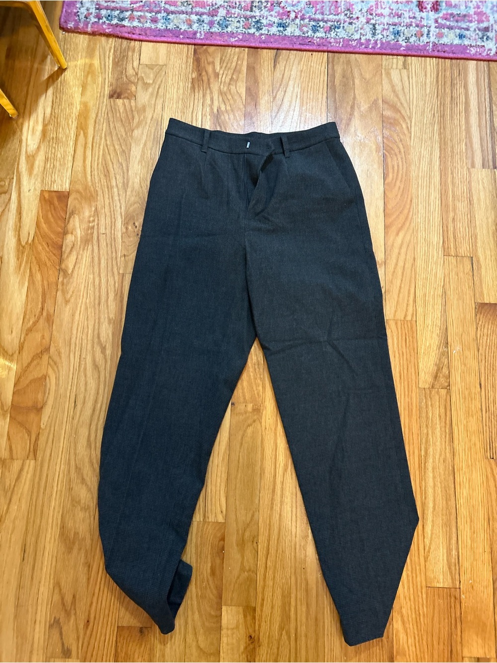 Uniqlo Women’s Black Checked Work Pants - Classic Straight Fit